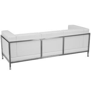 HERCULES Imagination Series White Leather Sofa, Chair & Ottoman Set